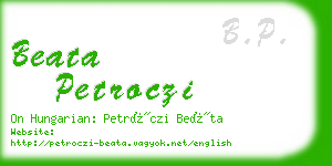 beata petroczi business card